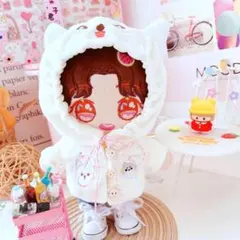 白 柴犬 パーカー 20cm ぬいぐるみ服 韓国 ぬい服 着ぐるみ 推し活 衣装
