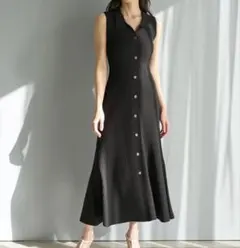 SNIDEL 2025フロントボタンニットワンピース　ブラック