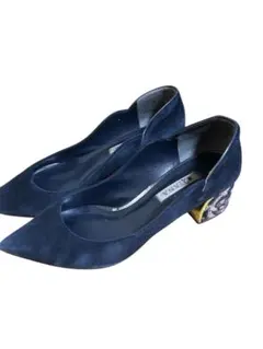 DIANA ダイアナ ネイビー スエード ポインテッドトゥパンプス