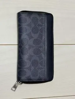 コーチ COACH 長財布 ラウンドファスナー シグネチャー ネイビー 未