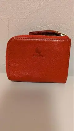 kissora本革 レザー 二つ折りミニ財布 オレンジ