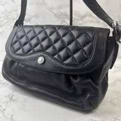 HAMANO ハマノ キルティング 羊革 ラムレザー ショルダーバッグ 黒