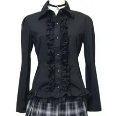 TRALALA フリルシャツ ブラック フロントフリル 姫ギャルゴシックリズリサ