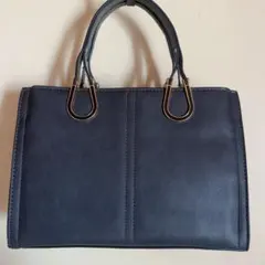 印傳屋 ネイビー 合成皮革 ハンドバッグ - メルカリ