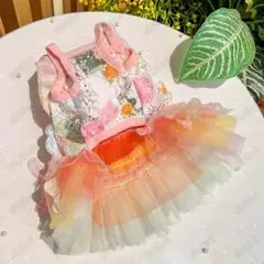 華やかペットのドレス お姫様スカート猫服 犬のカラフルな妖精ドレス XSサイズ