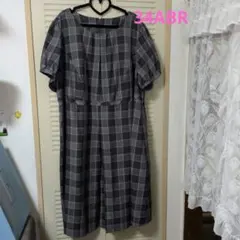 大きいサイズ5L位/グレー系チェック 半袖ワンピース♡