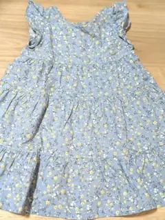 コムサイズム　水色 花柄 フリル袖 ワンピース 80-90cm