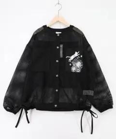 スカラー ScoLar 162616：アップリケ付きメッシュレースシアーブルゾン