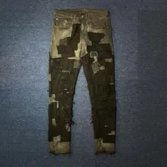 クラストパンツ パッチワーク デニム ダメージ ボロ パンク ハードコア 