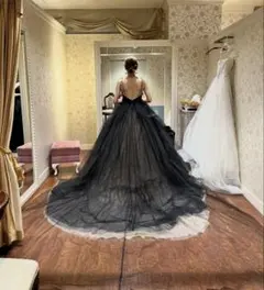 ブラック マーメイドドレス ウェディング 前撮り Meryy Marry リボン 