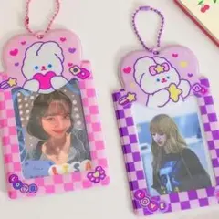 トレカケース2個 フォトカードホルダー 韓国 キーホルダー アイドル かわいい
