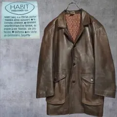 希少 90s HABIT 牛革 レザー カーコート ジャケットブラウン XL