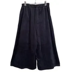 レディース ベロア ガウチョパンツ 黒 ブラック