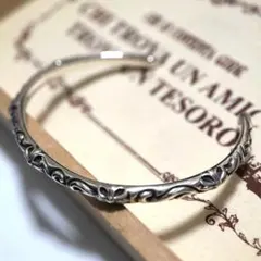 シルバーブレスレット バングル 銀 本物 アラベスク調 メンズ レディース