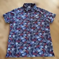 Paradiso ポロシャツ ボタニカル柄 ネイビー LLサイズ 青