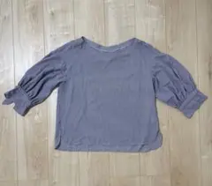 Vingt et trenteストライプ バルーンスリーブ 五分袖シャツ