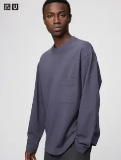 美品 UNIQLO U クルーネックTシャツ/長袖 Purple Lサイズ