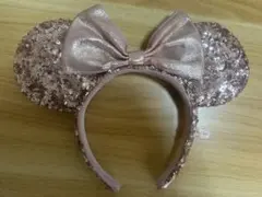 ディズニー ミニー スパンコール カチューシャ ローズ　ピンク