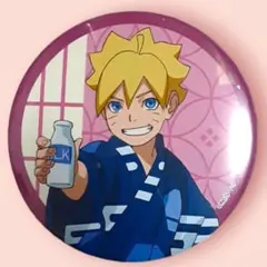 BORUTO　ボルト　缶バッチ　温泉　やや傷有り