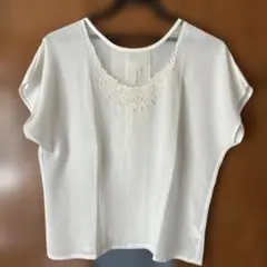 ホワイト シフォン l半袖ブラウス