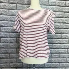 シネマクラブ レディース 赤 白 ボーダー Tシャツ 半袖 カットソー Ｌサイズ