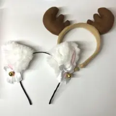 トナカイ 猫耳 ホワイト カチューシャ クリスマス ハロウィン