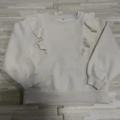 【GU】アイボリー フリル付き トレーナー 120