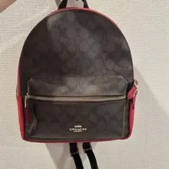 COACH ダークブラウン レッド バックパック リュック 長財布