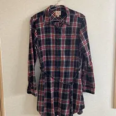 UNIQLO ネルシャツロング　黒×赤チェック柄　サイズL レディース