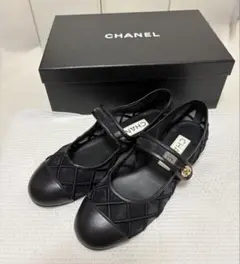 シャネル　CHANEL メッシュ メリージェーン 黒　ココマーク　38.5 新品のサムネイル