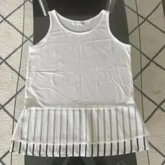 ホワイト ストライプフリル タンクトップ M