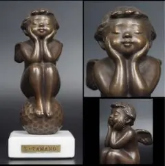 彫刻家　玉野勢三作　ブロンズ像　「ゆめ」 大理石台座　M　R6096 彫刻家 玉野勢三作 ブロンズ像 「ゆめ」 大理石台座 M R6096