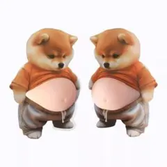 2마리 배 푸니푸니 씰 시바견 배꼽 푸쿠푸쿠 씰 3D 씰 귀여운 27