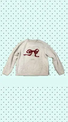 ニット リボン 白ニット