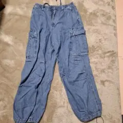 GU カーゴパンツ デニムブルー 100%綿