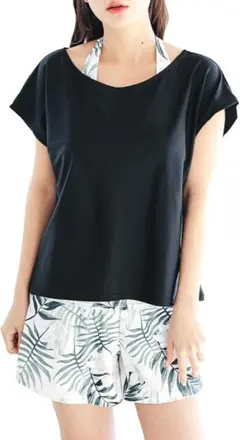 レディース水着 スイムウェア 4点セット 体型カバー タンキニ Tシャツ M