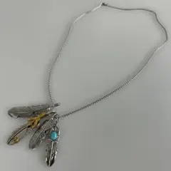 新品未使用4連羽根モチーフ ネックレス ターコイズ