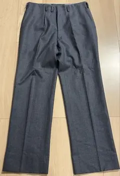 90s ヴィンテージスラックス グレー　ネイビー　紺　灰色　ワイドパンツ　古着