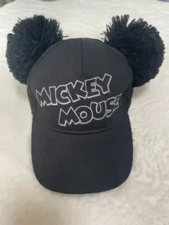 ミッキーマウス ポンポン付きキャップ　帽子　ミッキー　キャップ　ブラック