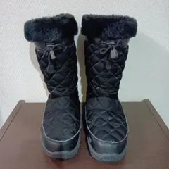 【値下げしました】ファー付きブラックスノーブーツ　24cm