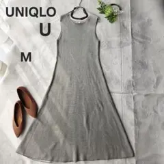 ユニクロ UNIQLO 綿100% ニットロングワンピース M ノースリーブ