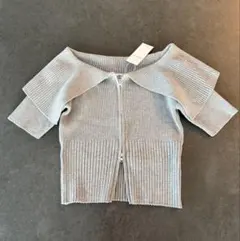 新品INGNI(イング) BIGカラーオフショルジップ半袖ニットカーディガン