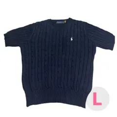 Polo Ralph Lauren 半袖ケーブルニットネイビーL