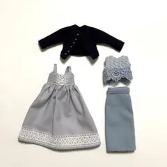 22cmドール服　リカちゃん服　水色コーデ4点セット