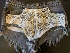 ワンティースプーンデニムショートパンツ