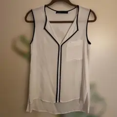 ZARA WOMAN ノースリーブブラウスM ホワイト・ブラック