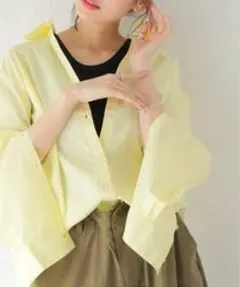イエロー オーバーサイズ ボタンアップシャツ