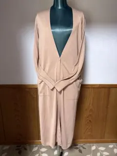 美品UNIQLOロングカーディガン薄手　Lサイズ　ブラウン袖リブ長め萌え袖