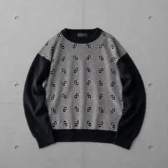 【日本製】EX-Club レナウン 幾何学柄 ニット セーター M レトロ
