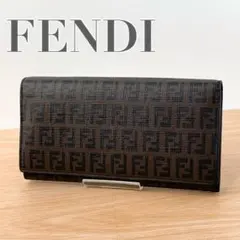 フェンディ ズッカ柄 長財布 財布 二つ折り長財布 FFロゴ ブラウン 茶系